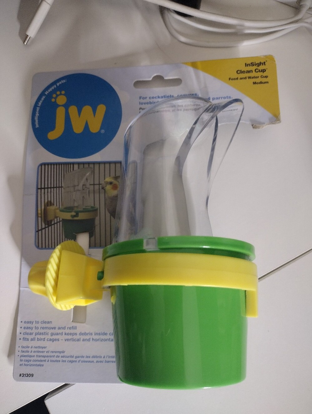 InSight Green & Yellow Bird Feed and Water Cup - Medium